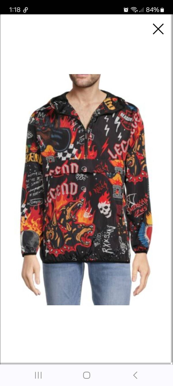 New XL Reason Long Sleeve Hoodie Flaming Skull  Graffiti Rottweiler Hood Jacket
